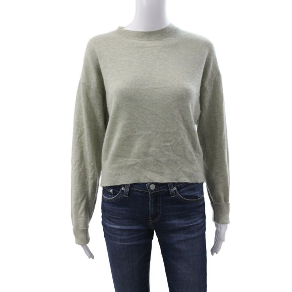 Le Kasha Women Green Cashmere Sweater Crew Neck Long Sleeve Size M